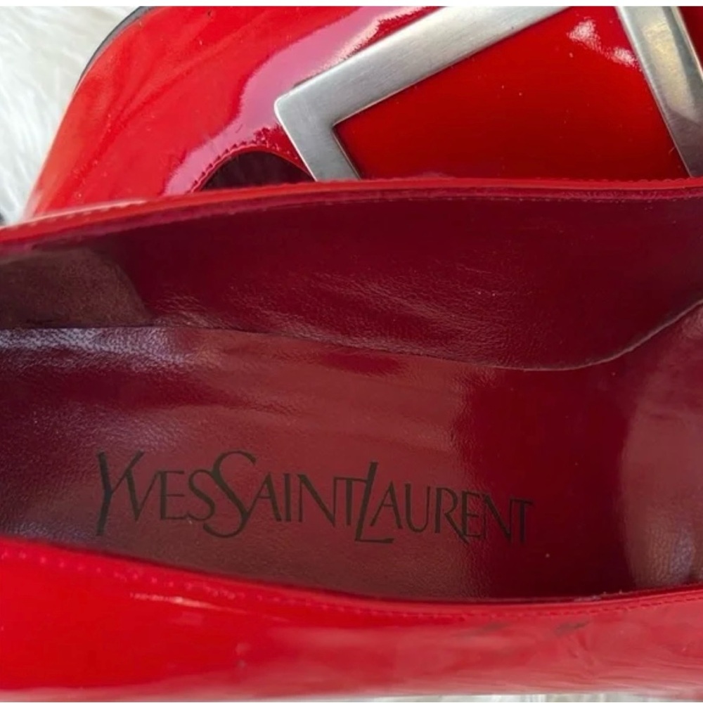 Yves Saint Laurent Red Patent Leather Heels 6.5. - Picture 7 of 8